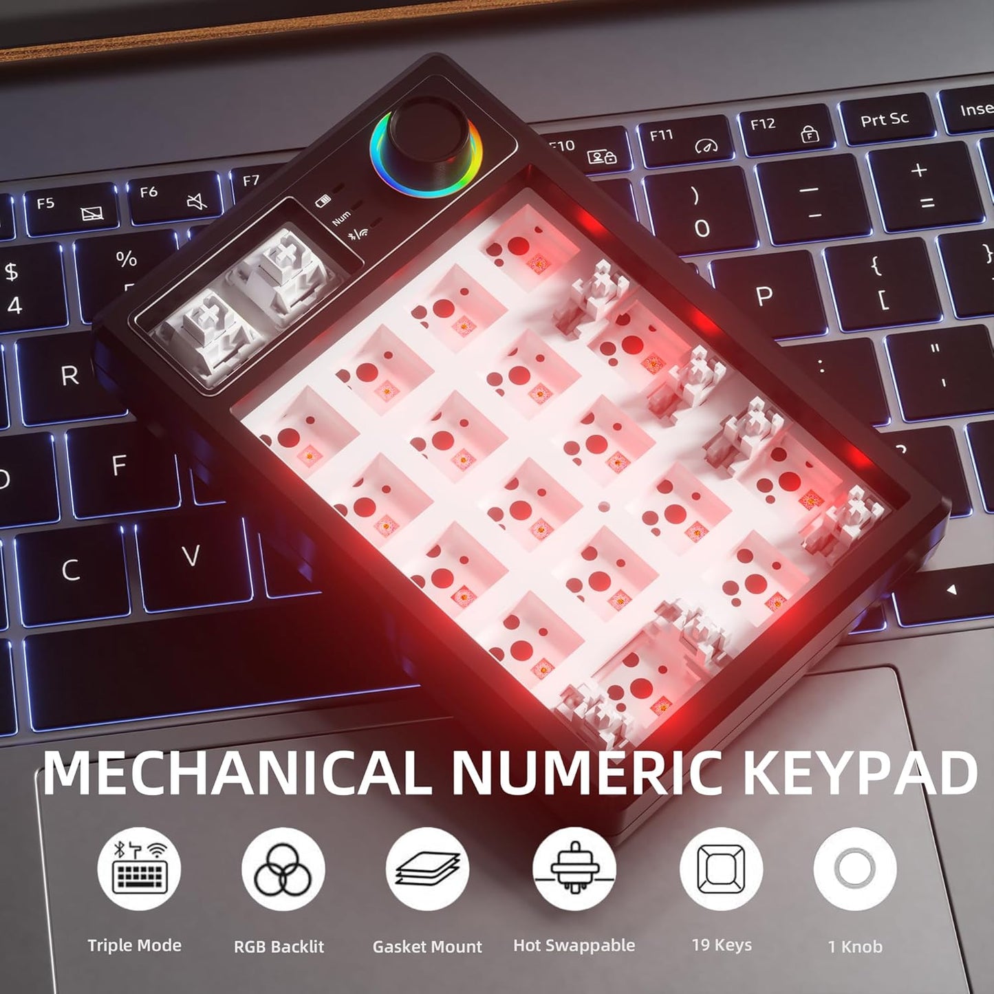 75% Wireless Gaming Keyboard RGB Triple Mode Hot Swappable Mechanical Keyboards PBT Keys Gasket Creamy Custom Keybad Quiet White Switch for Win/MAC
