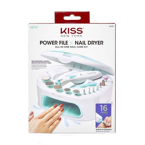 KISS Power File X Nail Dryer, All-in-One Nail Care Kit (2464N) (Pack of 2)