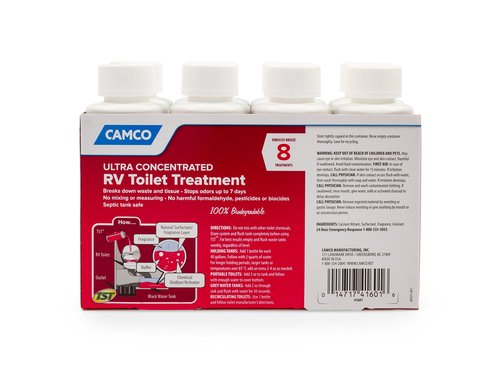 Camco TST MAX RV Toilet Treatment - Formaldehyde Free - Breaks Down Waste And Tissue - Septic Tank Safe - Treats up to 8-40 Gallon Holding Tanks -Hibiscus Breeze Scent, (8) 4 oz Bottles (41601)
