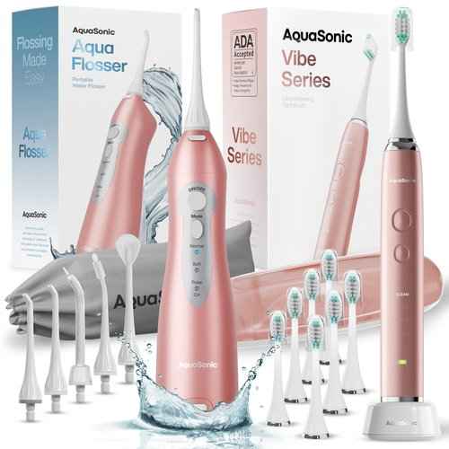 AquaSonic Vibe Series and Aqua Flosser Bundle (Rose Gold)