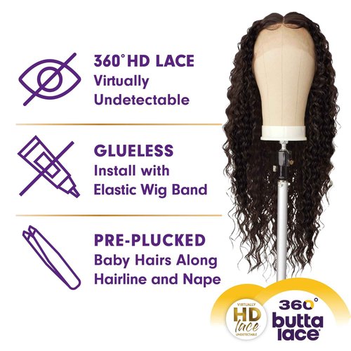 Sensationnel Butta 360 Lace Wigs - Unit 4 Wider Parting 360 Degree Lace Glueless Synthetic Preplucked Hairline (CH30)