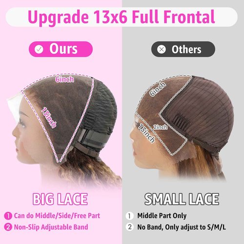 Jilho Water Wave Lace Front Wigs Human Hair 13x6 Ombre Honey Blonde Frontal Wig 200 Density P4/27 Highlight Colored Curly Wet and Wavy Lace Front Wigs Glueless Pre Plucked with Baby Hair (22 Inch)