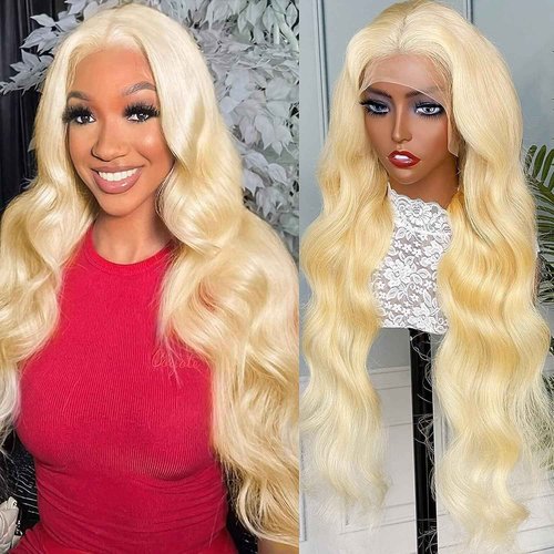 Alimoonbeam 613 Lace Front Wig Human Hair 13x4 Body Wave Blonde Lace Front Wigs Human Hair 180% Density 613 HD Lace Frontal Wig Pre Plucked With Baby Hair 28 Inch