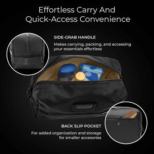 Briggs & Riley Everyday Essentials Kit - Toiletry Travel Bags for Women & Men, Organizer for Vacation, Compact Dopp Kit for Bathroom Accessories, Makeup, & Skincare - Baseline Collection, Black