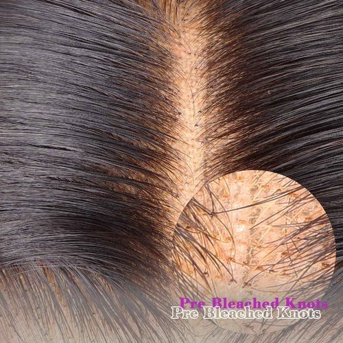 MY SHINY WIGS Skinlike HD Lace Closure 5x5, Bleached Knots Pre Plucked Clean Hairline, Unprocessed Brazilian Virgin Human Hair, Straight, Natural Black, 14 Inch Closure Only