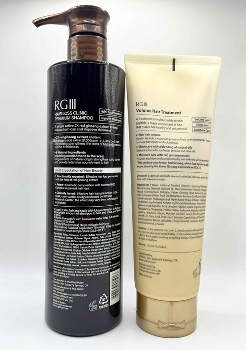 RG3 RGIII RED GINSENG PREMIUM HAIR LOSS PREVENTION SHAMPOO (520ml) + RGIII VOLUME TREATMENT (250ml) set for all gender and age