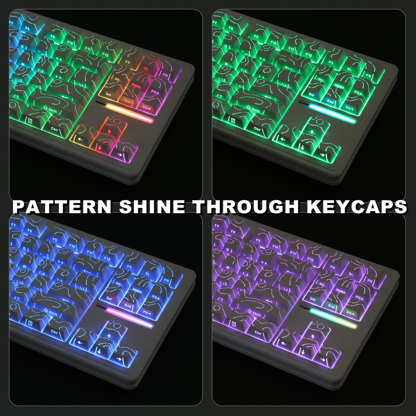 YUNZII YZ87 Gasket Mechanical Keyboard,TKL Wireless Hot Swappable with 5-Layer Padding, BT5.0/2.4G/USB-C NKRO RGB Backlit for Win/Mac(White Line, Milk Switch)