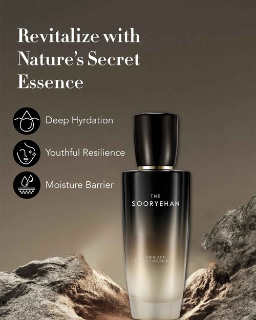 Sooryehan The Black (Essence Moisturizer, 130ml/4.4fl oz) - Lightweight Cream for Moisture Barrier, Rejuvenate Dull, Aging Skin. Premium Korean Skin Care. Black Yeast, Hyaluronic Acid,
