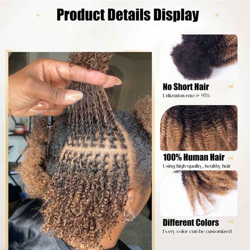 Afro Kinky Bulk Human Hair, 4C, 50g/pack, Braiding Hair for Mini Twists and Sister Locs (#1b/27 18inch)