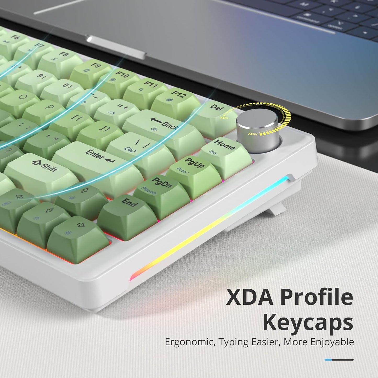 75% Mechanical Keyboard Gasket with Knob, Custom Wired Creamy Gaming Keyboard TKL 75 Percent Hot Swappable RGB Backlit, Pre-lubed Switch for Win/MAC PC Laptop(Salmon/White)