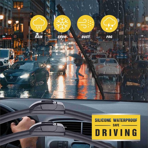5 PLUS® 15+15 inch Silicone Windshield Wipers Replacement For 2017 2016 2015 2014 2013 2012 2011 2010 2009 2008 2007 JEEP Wrangler, Silicone Windshield Wipers With Water Repellent 15 inch wiper blade