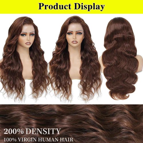UYGLJK chocolate Brown Lace Front Wig 30 Inch Brown Body Wave Lace Front Wigs Human Hair Pre Plucked with Baby Hair Brown Wig Human Hair 13x6 HD Colored Frontal Wigs Human Hair wig