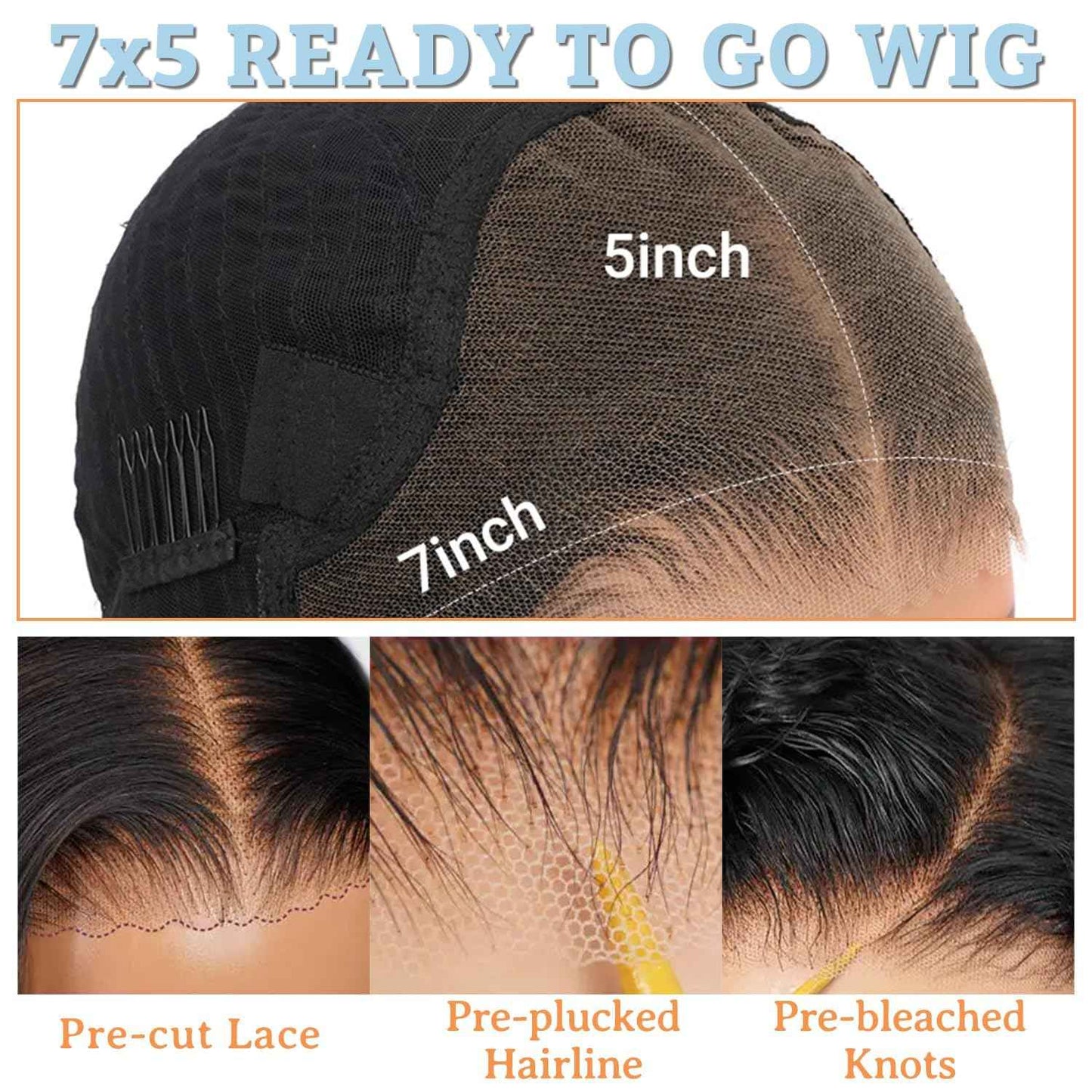 32Inch Wear and Go Glueless Wigs Human Hair Pre Cut 7x5 Black Body Wave Lace Front Wigs Human Hair 200% Density Bye Bye Knots Wigs