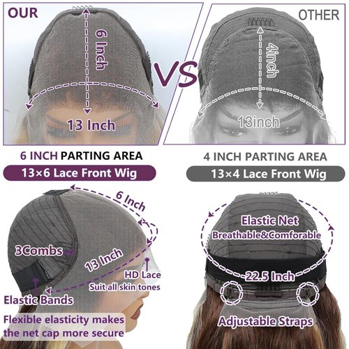 SISHAIRRO 4/27 Honey Blonde Ombre Lace Front Wig Human Hair 24 Inch Body Wave 13x6 HD Transparent Lace Pre Plucked Glueless 180% Density Natural Hairline