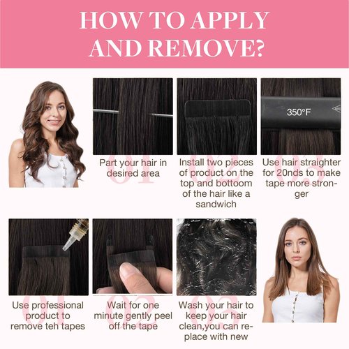 GOO GOO Tape in Hair Extensions Human Hair, 2/30/2 Balayage Expensive Brunette, 24inch 50g 20pcs, Skin Weft Seamless Invisible, Silky Straight with Thick Ends, Remy Human Hair