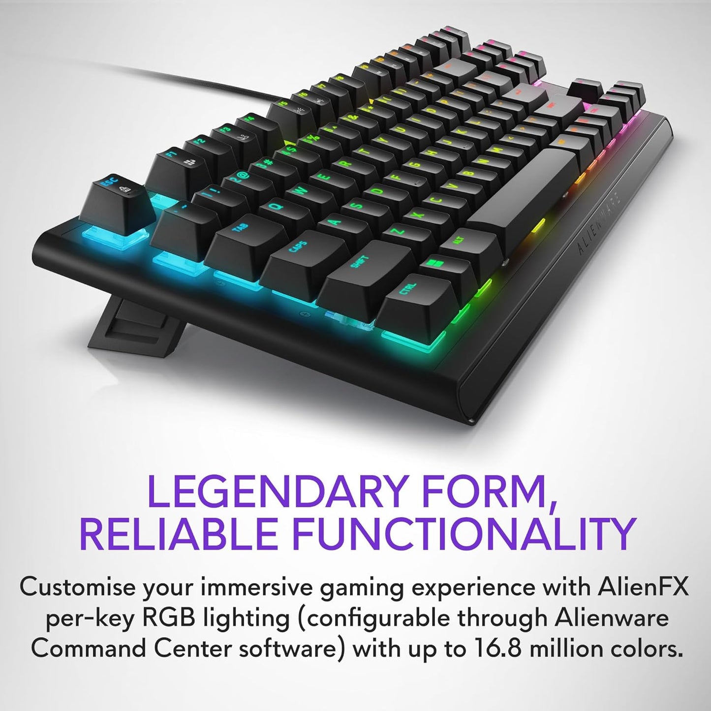 Alienware Low-Profile RGB Gaming Keyboard AW510K Light, Alienfx Per Key RGB Lighting, Media Controls and USB Passthrough, Cherry MX Low Profile Red Switches, Lunar light