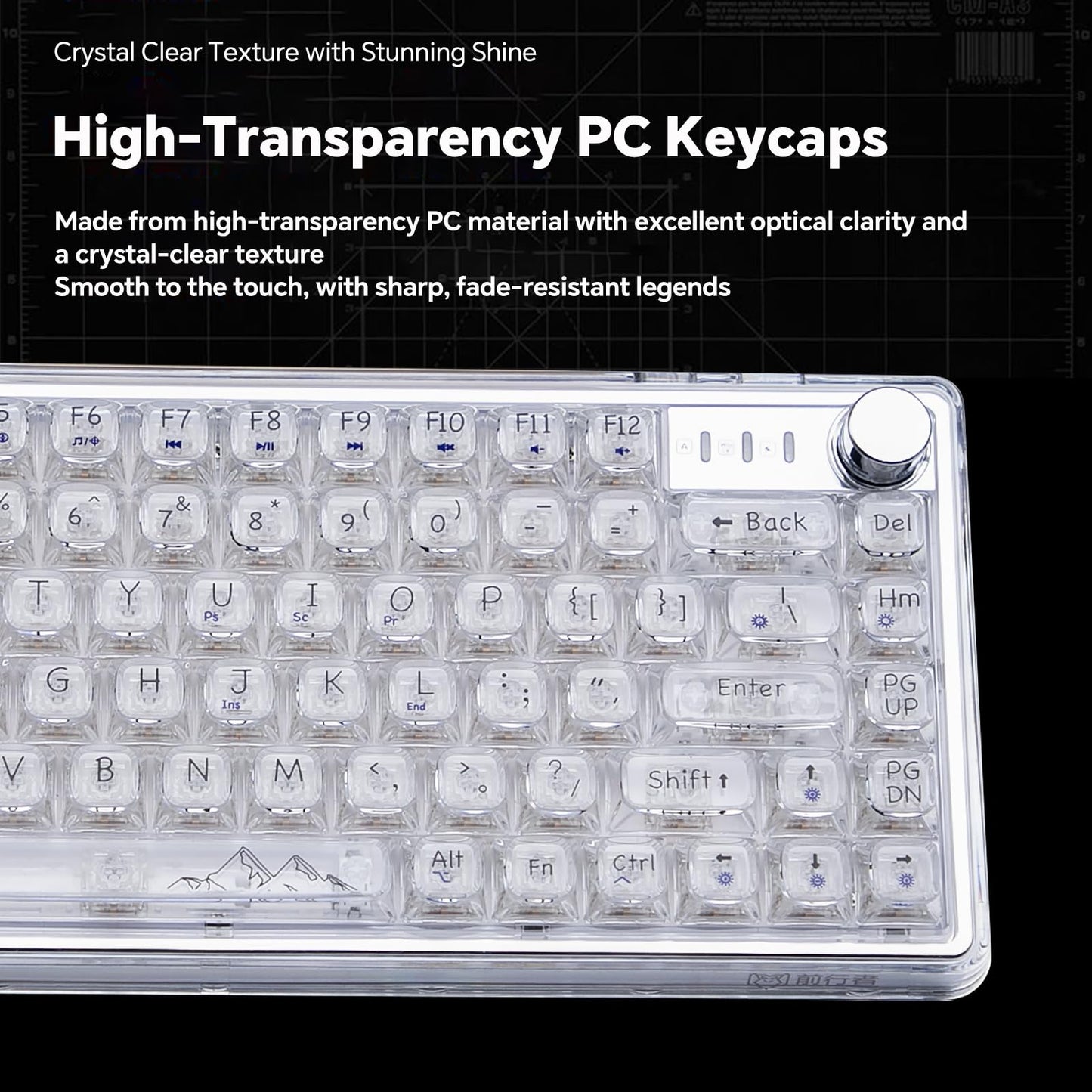Adventurers V82 Transparent Mechanical Keyboard - Hot-Swappable RGB Gaming Keyboard, 75% Layout & Clear PC Keycaps, Bluetooth/2.4G/Wired Triple-Mode for Windows/Mac(Crystal Clear Switch,White)