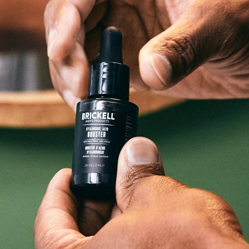 Brickell Men's Hyaluronic Acid Booster Serum for Men, Natural and Organic Hyaluronic Acid Booster for Face to Hydrate and Nourish Skin, Reduce Fine Lines and Wrinkles, Unscented .50 Ounce