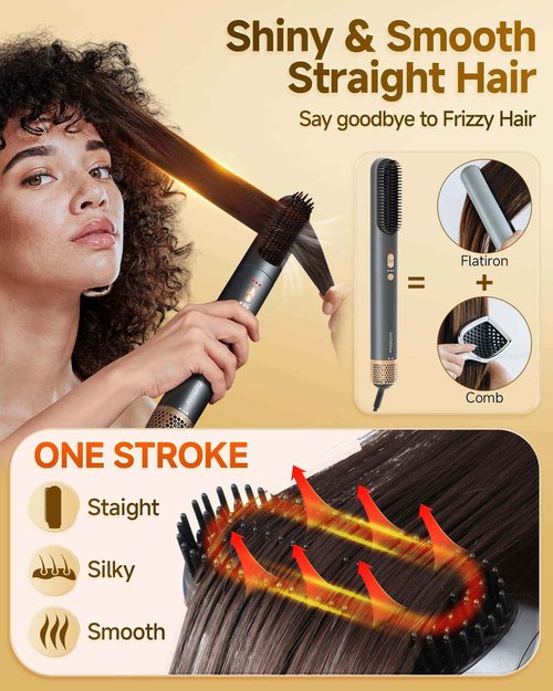 WindBlow Hair Dryer Brush 6-in-1 Straightener, Hair Auto-Wrap Curlers, Professional 110,000 RPM Magic Multi Styler with Attachments