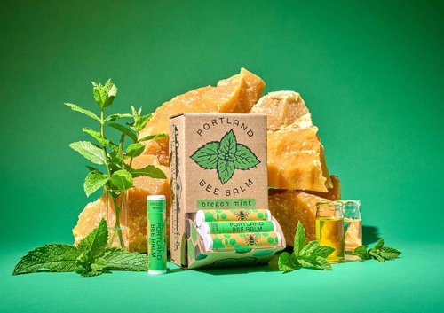 Portland Bee Balm All Natural Handmade Beeswax Based Lip Balm, Oregon Mint 24 Count