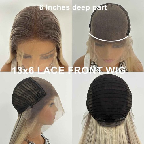 MACA BAKA Highlight Ash Blonde Lace Front Wig 13x4 13x6 Lace Frontal wig