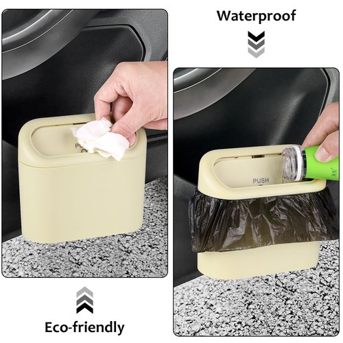 Accmor Car Trash Can with Lid, 2 Pack Leakproof Mini Vehicle Garbage Organizer Bin with 60 Pcs Trash Bag, Auto Dustbin Accessories for Car, SUV, Truck Interior