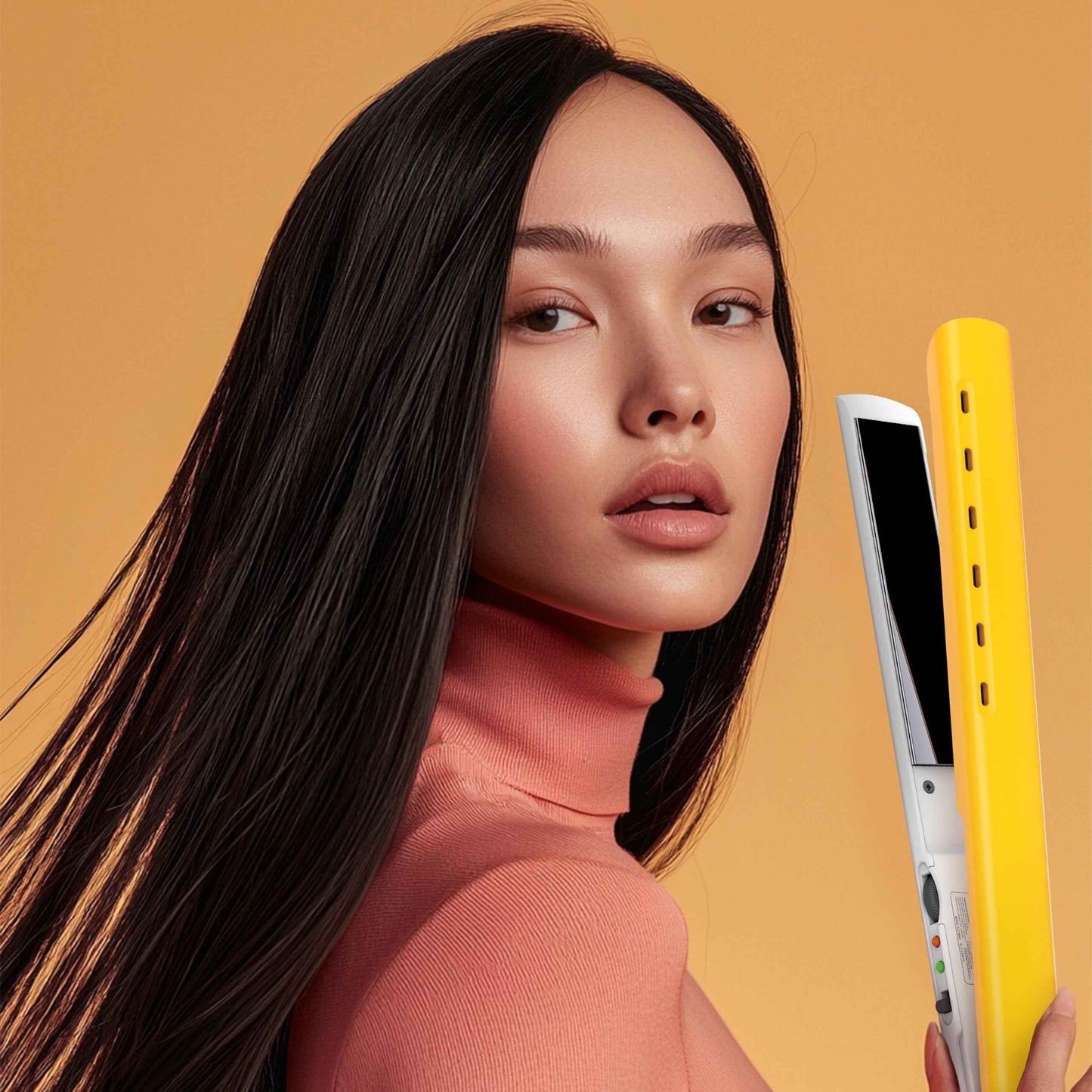 GK Hair Titanium Flat Iron D700 & Vented Brush Set – 360° Swivel, Auto Shutoff, Wet & Dry Straightener with 2.5inch Vent Brush for All Hair Types