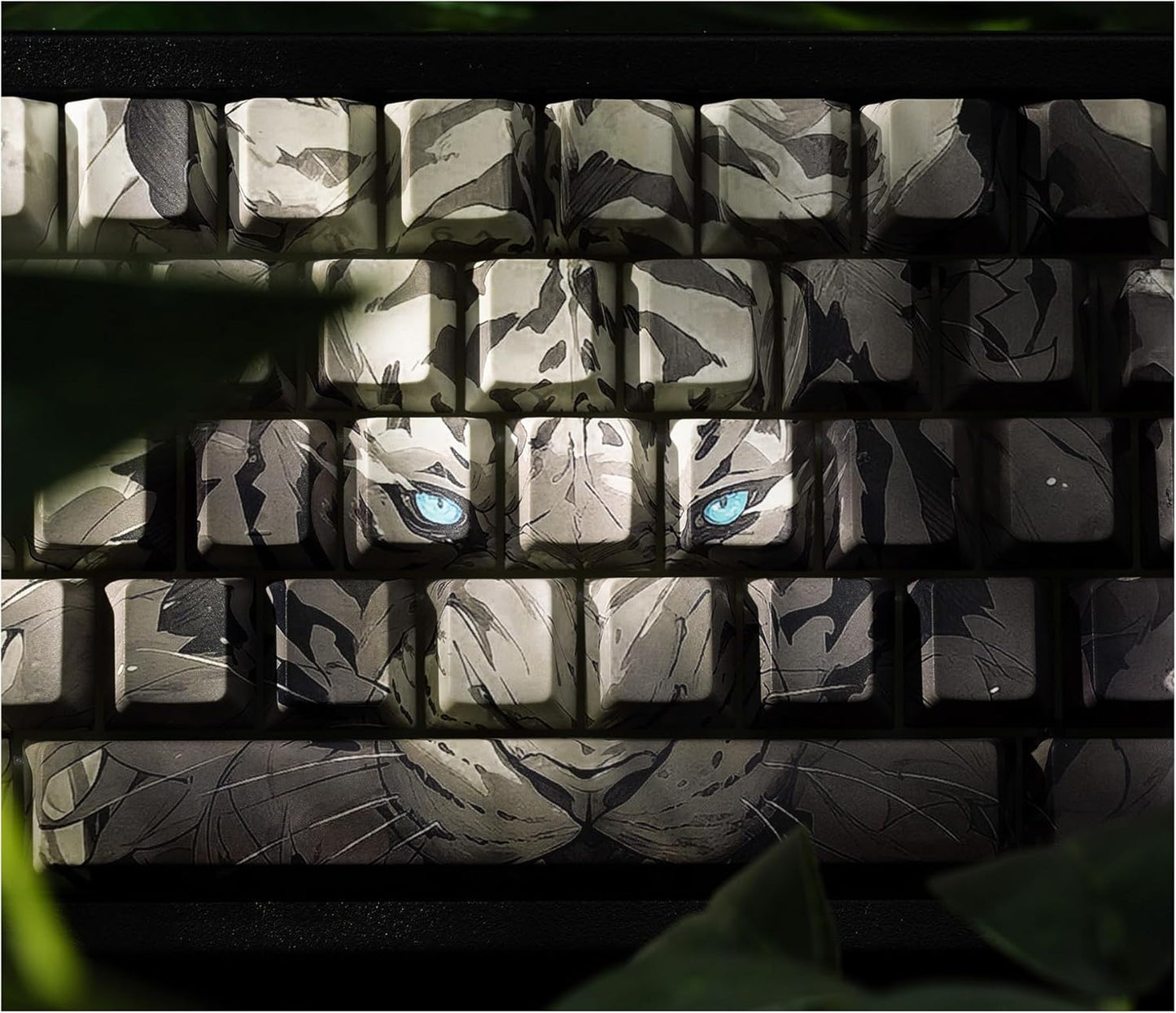XVX Double Shot PBT Keycaps, Ink Plum Blossoms Keycaps, Side Printed Shine Through Keycap Sets, Cherry Profile Keyboard Caps with Dye Sublimation Suitable for MX Switches Mechanical Keyboard