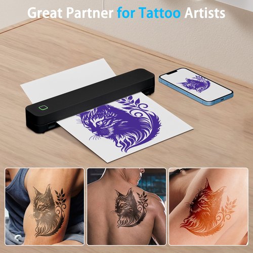 Tattoo Stencil Printer, Bluetooth Tattoo Printer with Super Slime Design,Portable Tattoo Machine, Compatible with Android, iOS, Windows, MacOS, Support Mobile & PC