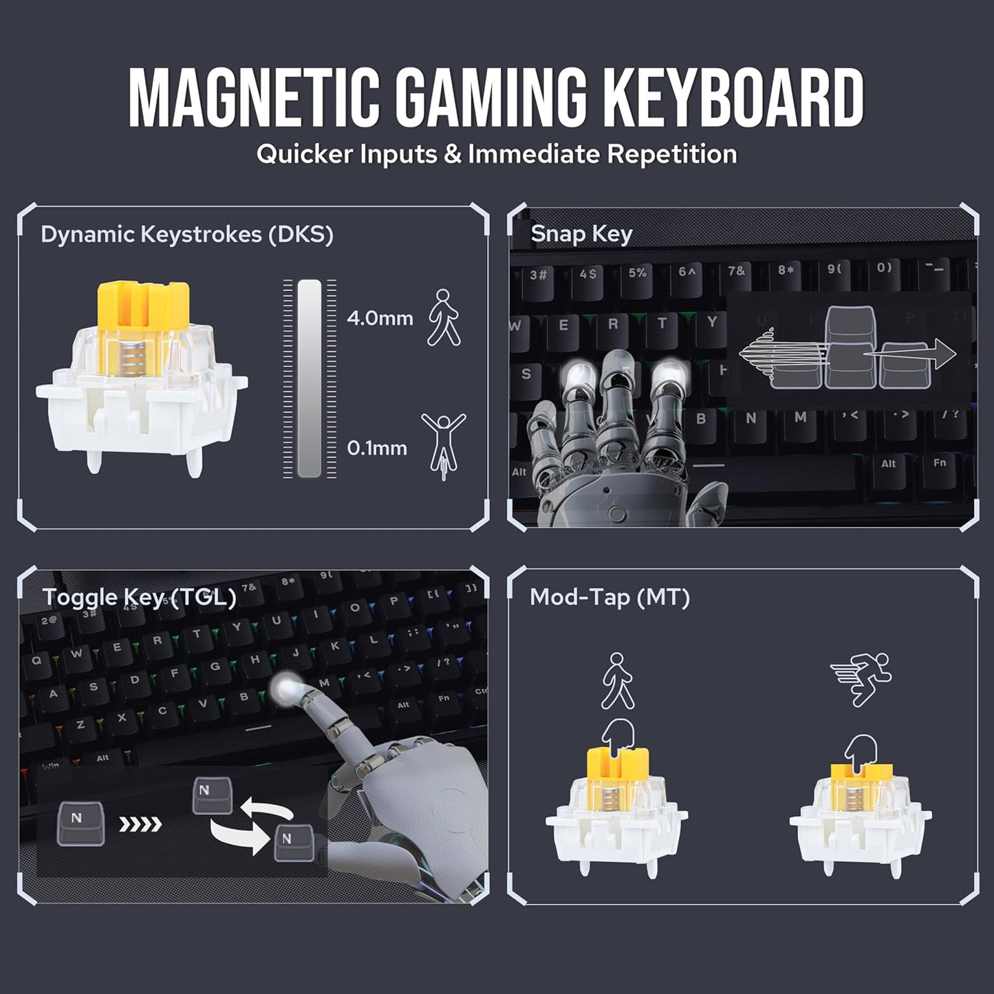 AK680 MAX Wired Gaming Keyboard with Hall Effect Switch, Rapid Trigger Magnetic Keyboard with 8K Polling Rate, Top Structure, RGB Backlight (White)