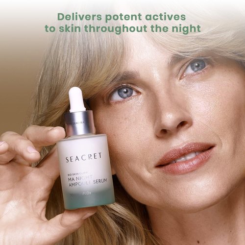 SEACRET Face Serum - Bio Skin Glow Multi-Acid Complex Night Serum for Face, Ampoule, 1 Fl.Oz 30ml.