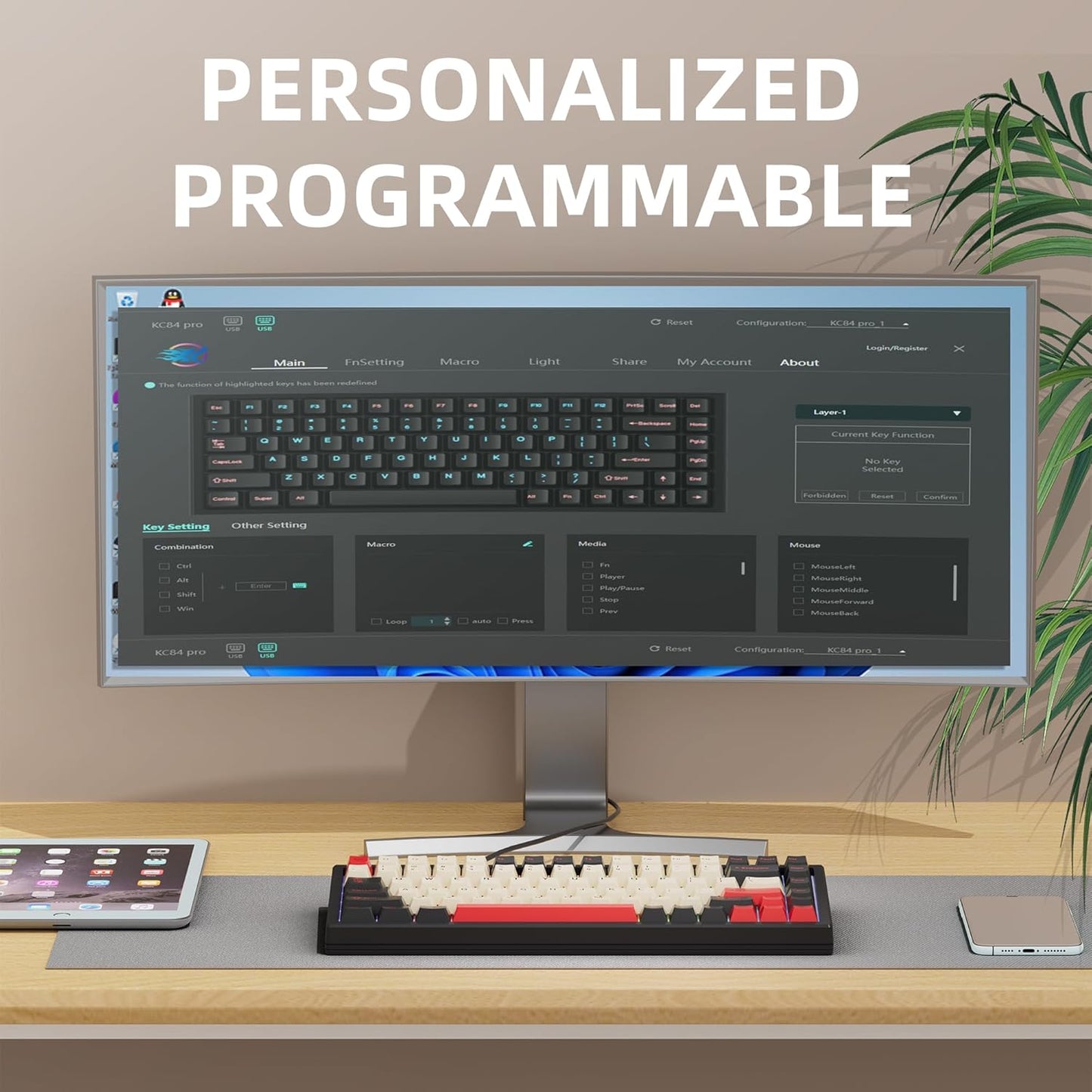 75% Wireless Gaming Keyboard RGB Triple Mode Hot Swappable Mechanical Keyboards PBT Keys Gasket Creamy Custom Keybad Quiet White Switch for Win/MAC