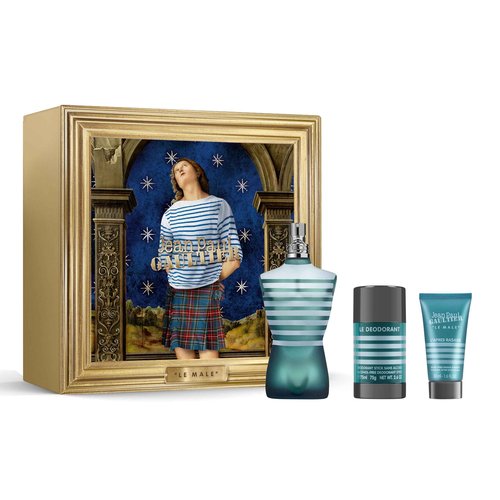 Jean Paul Gaultier Le Male Gift Box for Men (Eau de Toilette Spray 4.2 Fl Oz + Aftershave Balm 1.7 Fl Oz + Deodorant Stick 2.5 Fl Oz)