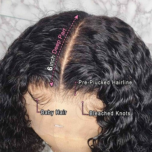 Venice Human Hair Wigs for Black Women Virgin Curly Full Lace Wig Short Lace Frontal Pre Plucked with Baby Hair (16inch, 13X6 lace front wig 150% density)