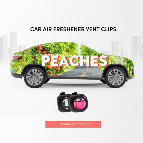 DRIVEJOY Car Air Freshener Vent Clips, 8PK, 6 Peach, 2 New Car Scent, Fresheners for Men Women, Up to 240 Days, Long Lasting Air Freshener, Odor Eliminator