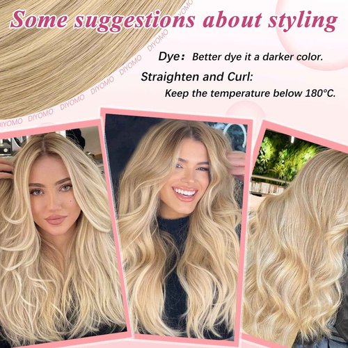 DIYOMO I Tip Hair Extensions - Human Hair,#16/22 Light gold highlighted blend 16 Inch For Women Soft & Natural Itip Human Hair Extensions 50g 70s