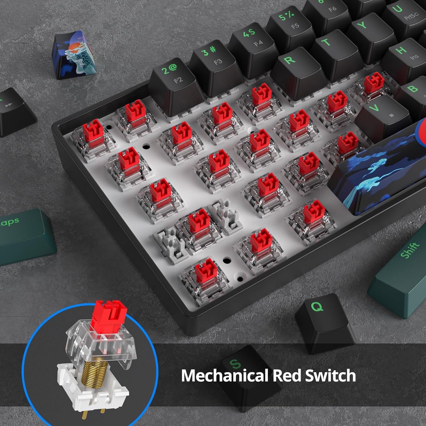 60 Percent Gaming Keyboard 61 Keys Wired Mechanical Keyboard Ultra Compact Key Board Red Switch LED Backlit for Windows Laptop Gamer