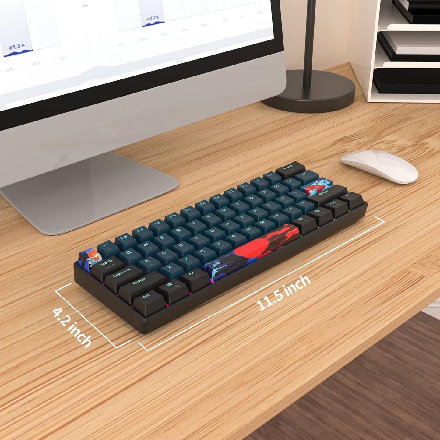 60 Percent Gaming Keyboard Portable 61 Keys Mechanical Keyboard Compact Wired Keyboard RGB Backlit for PC Laptop Gamer(61 Blue/Blue Switch)