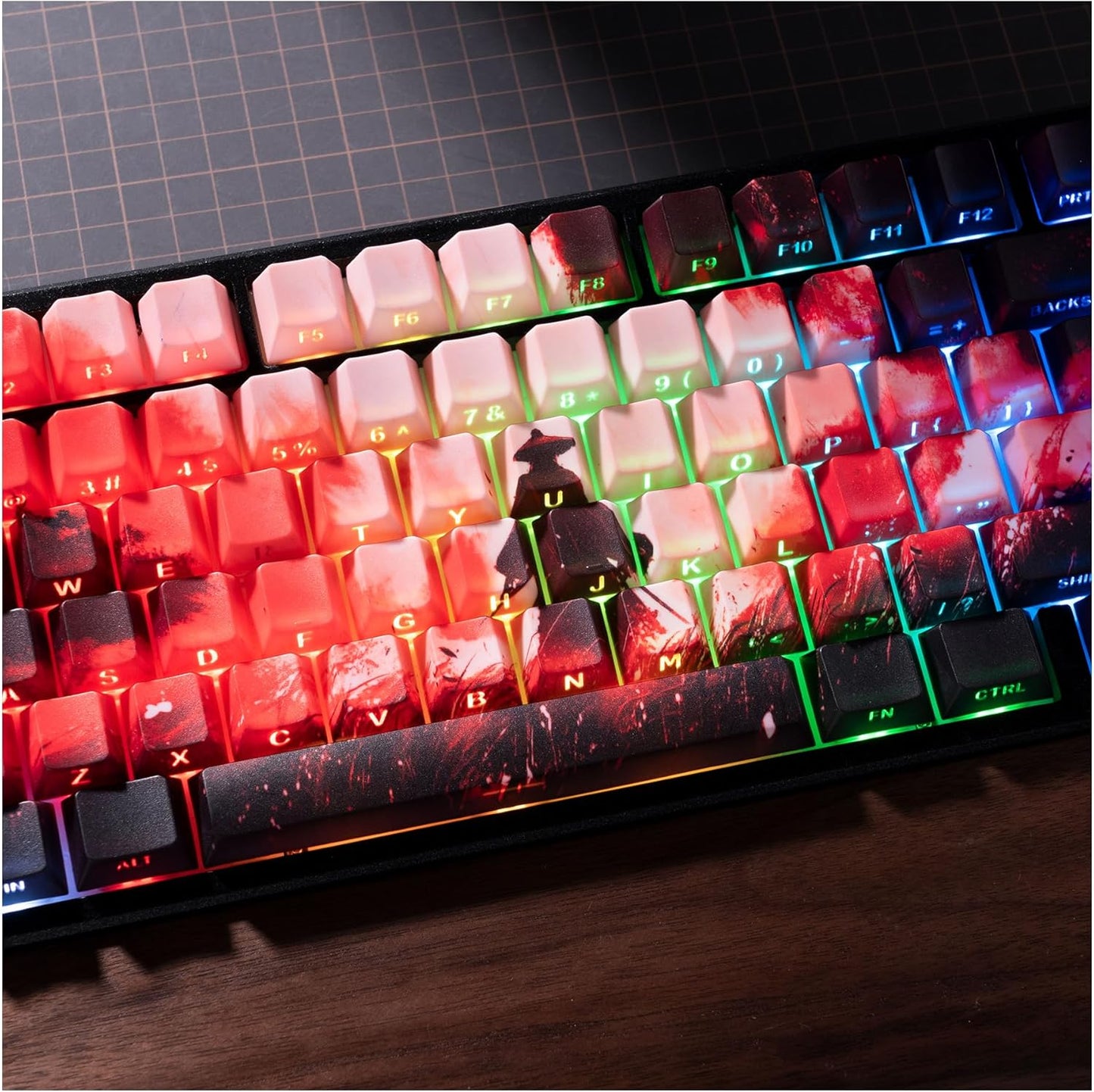 XVX Bamboo Grove Shine Through Keycaps, Double Shot PBT Keycaps, Side Printed Keyboard Caps with Dye Sublimation Full Keycap Sets Suitable for Gateron Cherry MX Switches Mechanical Keyboard