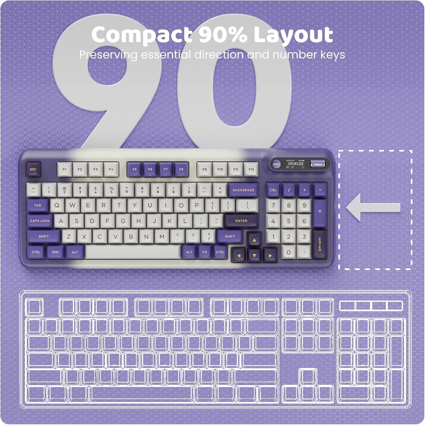 Z98 Creamy Keyboard, Wireless Mechanical Keyboard with Smart Display & Knob, Tri-Mode Connection