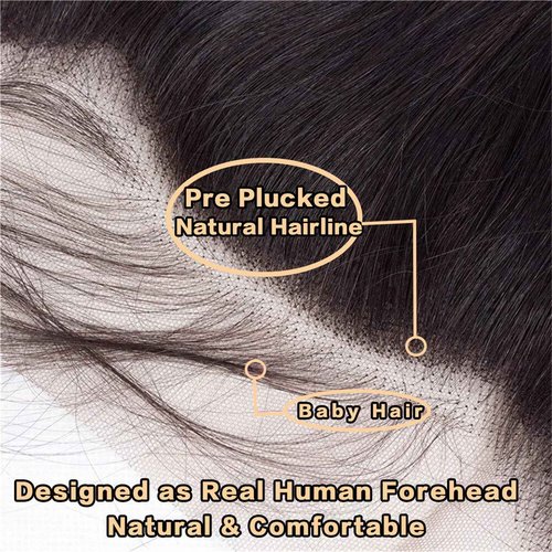 Loose Wave 13x4 Ear to Ear Lace Frontal Closure 100% Unprocessed Brazilian Virgin Human Hair Lace Frontal Closure Bleached Knots 180% Density Pre Plucked With Baby Hair Natural Color (22 Inch)