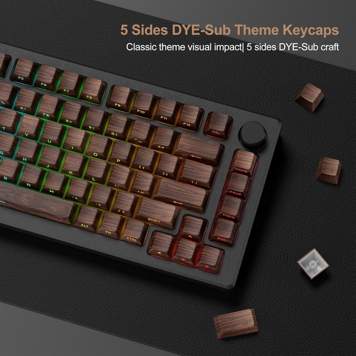 XVX PBT Keycaps - Shine Through Keycaps, Side Printed Custom Keycaps 75 Percent, Rose Garden Key Cap Set Dye Sub & Double Shot, 130 Keys Cherry Profile Keyboard Keycap for Mechanical Keyboard