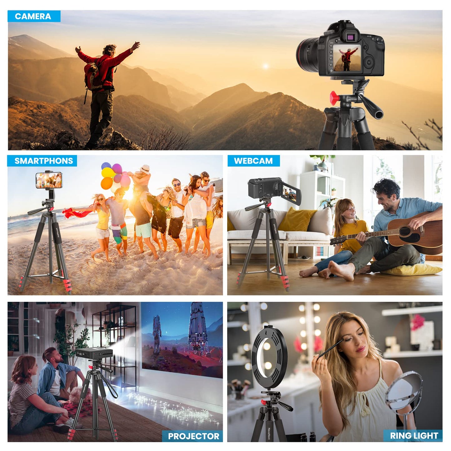 65" Phone Tripod Stand, Tripod for iPhone & Camera with Wireless Remote & Cellphone Holder for Video Recording/Selfies/Live Stream/Vlogging (Included Carry Bag)
