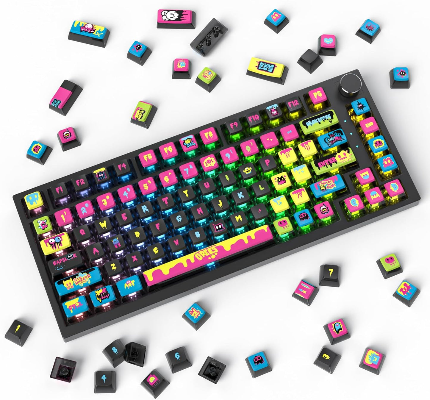 61 PBT Game keycap, 60% Backlight with Key Puller OEM Configuration American Layout, 87/104 Mechanical Keyboard (no Keyboard) (Ahris)