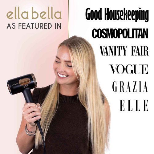 ELLA BELLA® Professional Smart Plasma Hair Dryer with Diffuser • Advanced Plasma Technology Blow Dryer • Intelligent Heat Control & Wind Speeds • Suitable All Hair Types