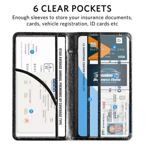 CoBak Car Registration and Insurance Holder - Vehicle Glove Box Car Organizer,Auto Truck Comparment Accessories Case with Magnetic Closure for Driver License,Cards