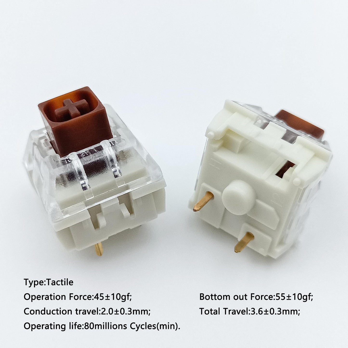 Zjmehty Kailh Box Brown Switches for Mechanical Keyboard,3-Pin 45gf Tactile/Factory Lubed/Dust&Waterproof Switches(Kailh Box Brown,90Pcs)