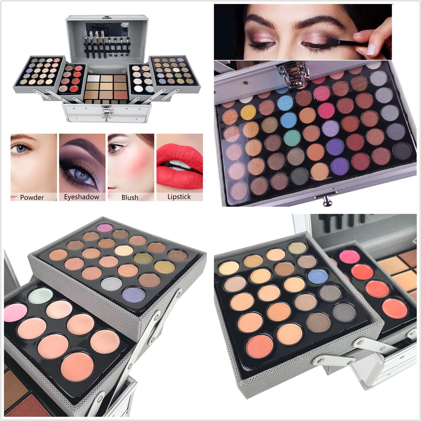 PhantomSky Professional 132 Colors All-in-one Makeup Palette Cosmetic Contouring Kit Combination with Eyeshadow, Cream Concealer, Eyebrow Powder, Lip Gloss Blusher and Pressed Powder