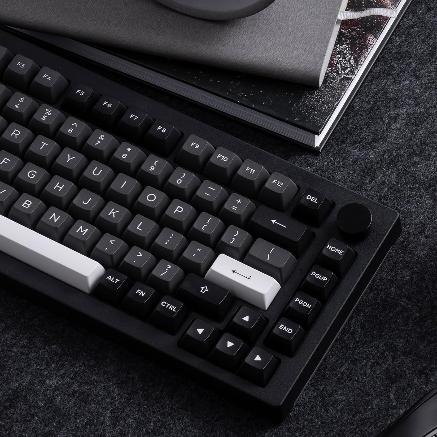 Akko 5075B Plus Mechanical Keyboard 75% Percent RGB Hot-swappable Creamy Keyboard with Knob, Black & Silver Theme with PBT Double Shot ASA Profile Keycaps V3 Creamy Yellow Pro Switch