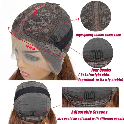 PECWU Honey Blonde Lace Front Wig Body Wave Human Hair Pre Plucked 4/27 HD Lace Frontal 180% Density Human Hair Wigs for Black Women Ombre Colored Wigs 13x6x1 Body Wave Lace Wig (24", Body4/27)